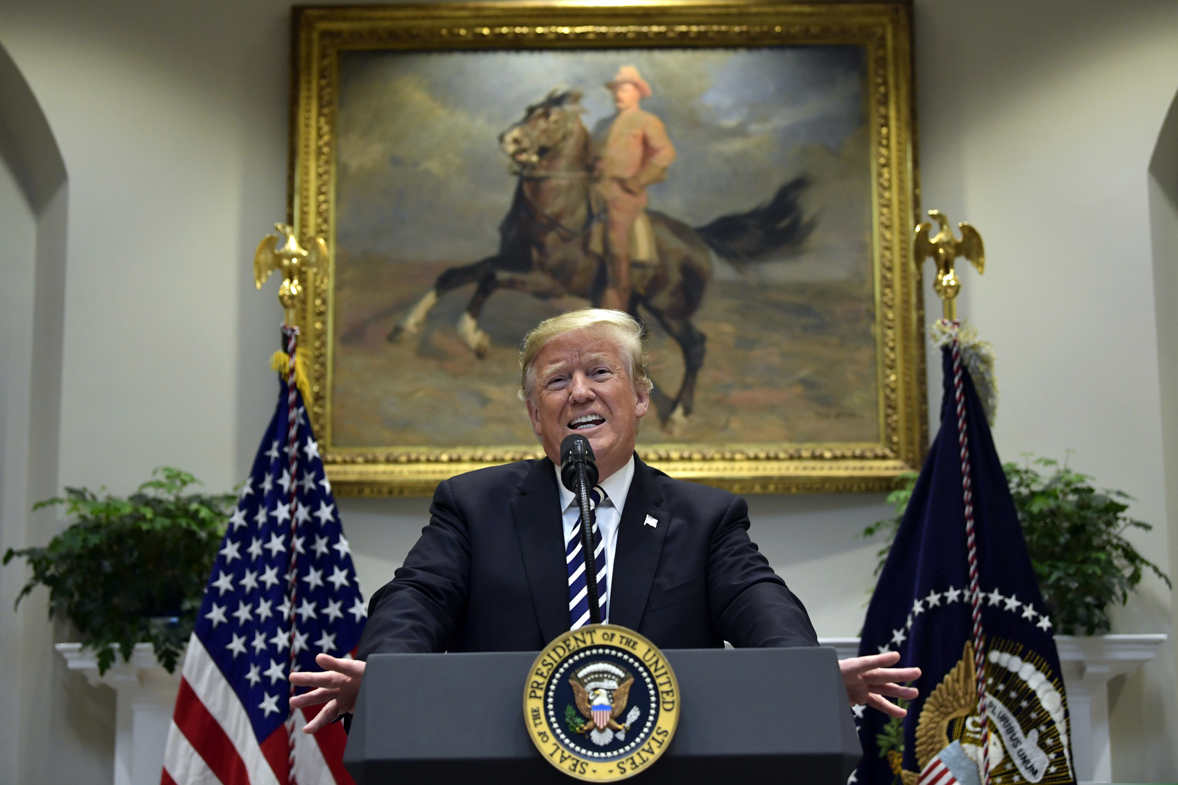 President Trump talks about immigration and border security at the White House in November.