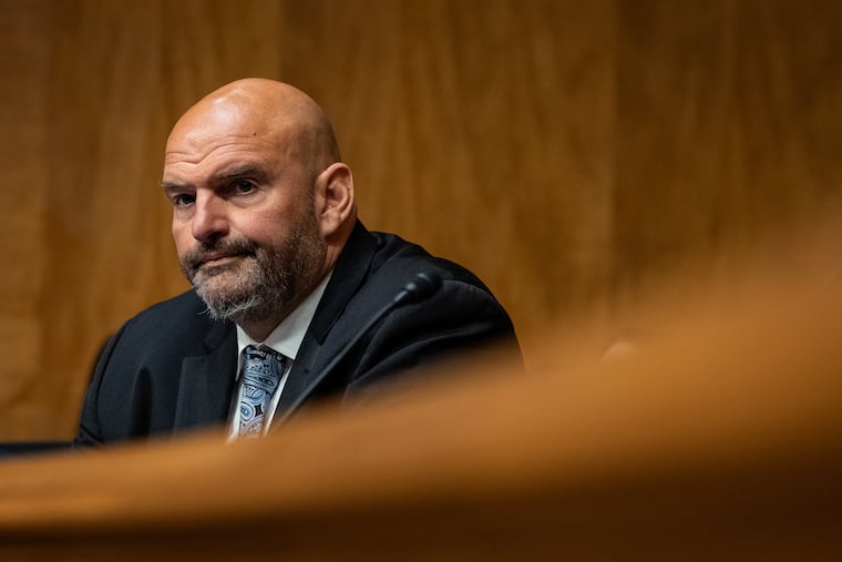Sen. John Fetterman (D-Pa.) during the Senate Homeland Security and Governmental Affairs Committee hearing with Dr. Anthony Fauci, former Director of the National Institute of Allergy and Infectious Diseases, on Capitol Hill in Washington on Wednesday, July 29, 2026. Changing one’s affiliation is rare in the Senate, but it can have big consequences. Fetterman of Pennsylvania says he is staying put as a Democrat. (Haiyun Jiang/The New York Times)