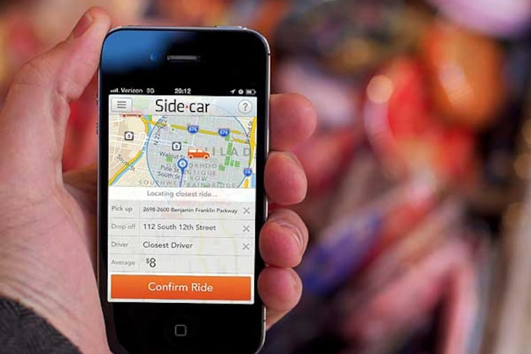 SideCar’s smart-phone application links drivers and passengers in a way that regulators say is illegal. (Photo provided by SideCar)
