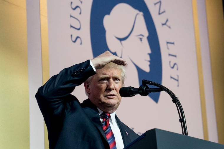 FILE - In this May 22, 2018, file photo, President Donald Trump looks out at the audience during a speech at the Susan B. Anthony List 11th Annual Campaign for Life Gala at the National Building Museum in Washington. The Trump administration said Friday that it would bar taxpayer-funded family planning clinics from referring women for abortions, a move certain to be challenged in court by abortion-rights supporters.