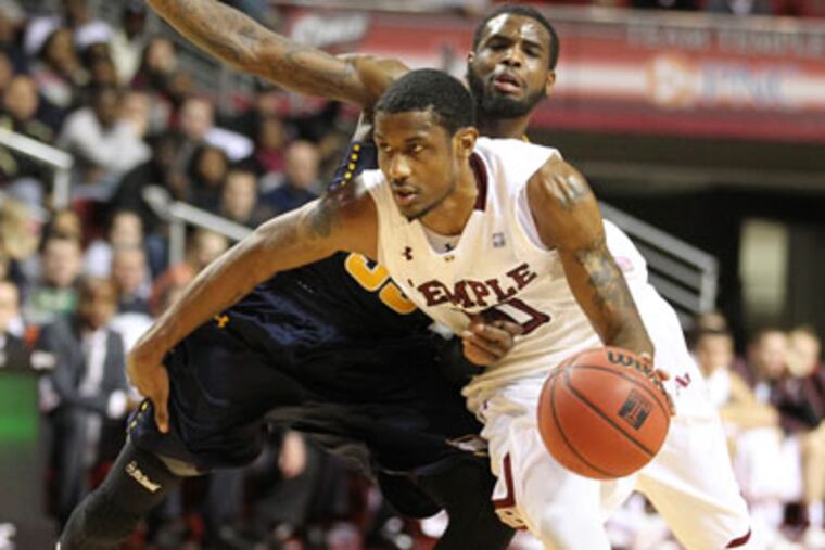 Ramone Moore and Temple take on St. Bonaventure on Wednesday. (Charles Fox / Staff Photographer)