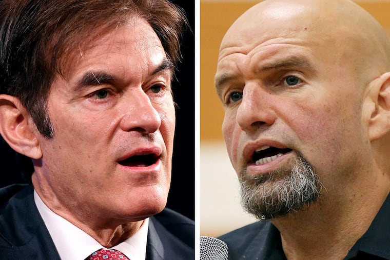 Republican Mehmet Oz (left) will face off against Democratic Lt. Gov. John Fetterman in the race for Pennsylvania's open U.S. Senate seat in the November 2022 general election.