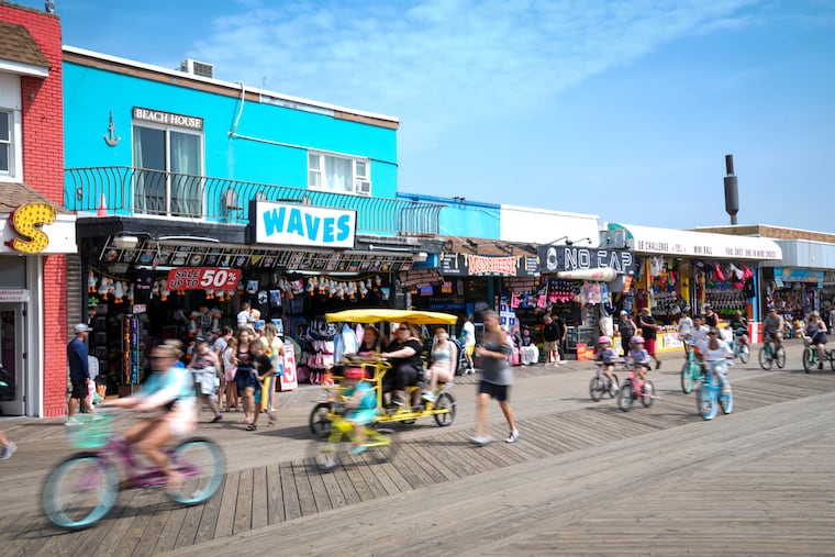 Small businesses line the boardwalk in Wildwood on Aug. 9, 2024.