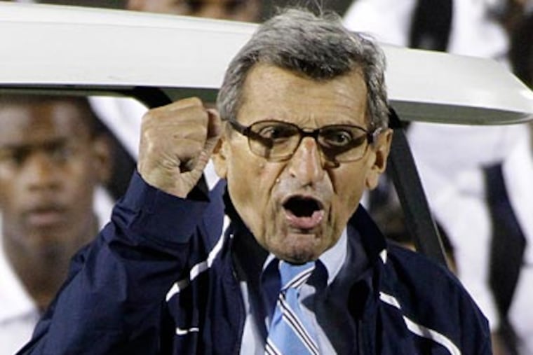Joe Paterno hopes to have a consensus starting quarterback after Saturday's game against Indiana State. (Gene J. Puskar/AP)