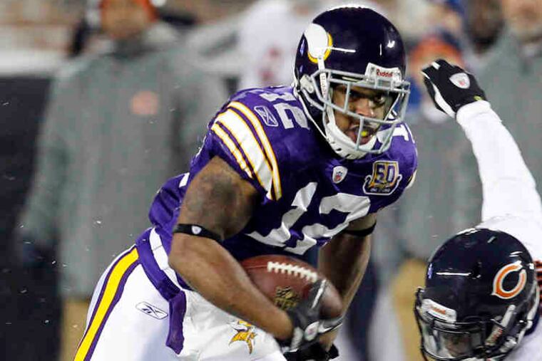 The Vikings' Percy Harvin has 56 catches and a team-high five receiving TDs.