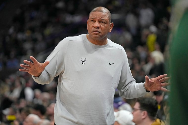 Milwaukee Bucks heads coach Doc Rivers looks on during the first half of a game against the Utah Jazz earlier this month.