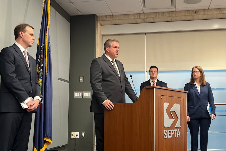 Scott Sauer, interim General Manager of SEPTA, details major potential service reductions in a news conference on Thursday.