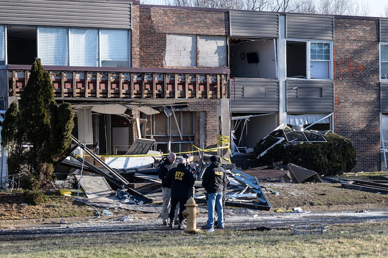 A view of the structural damage after a massive explosion and fire caused a collapse at a nursing home in Bristol, Pa., Wednesday, Dec. 24, 2025. At least two people were killed, and several others were injured and reported missing.