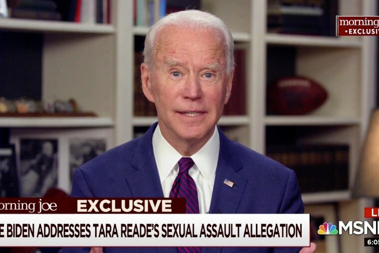 Democratic presidential candidate former Vice President Joe Biden speaks to MSNBC's Morning Joe cohost Mika Brzezinski on Friday.