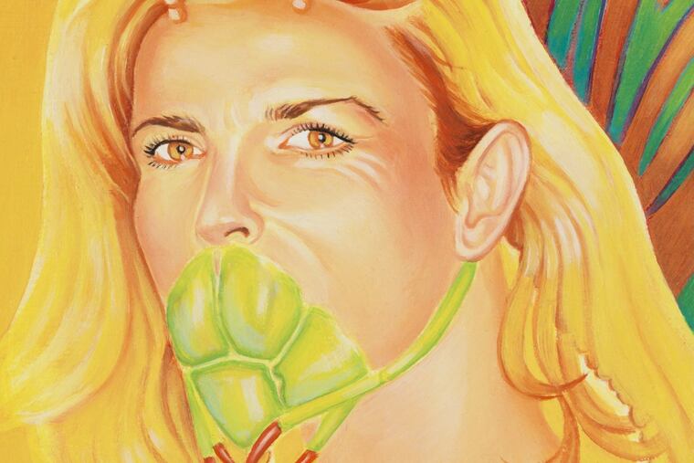 Detail of Dona Lief, “Silence of Abuse” 1995, part of a Chuck Close counterpoint exhibition at the Pennsylvania Academy of the Fine Arts. The Linda Lee Alter Collection. PAFA.