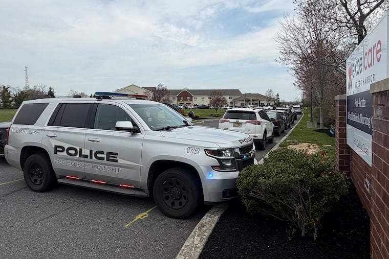 Police activity outside Excelcare rehab facility in Egg Harbor Township, N.J. on Monday morning.