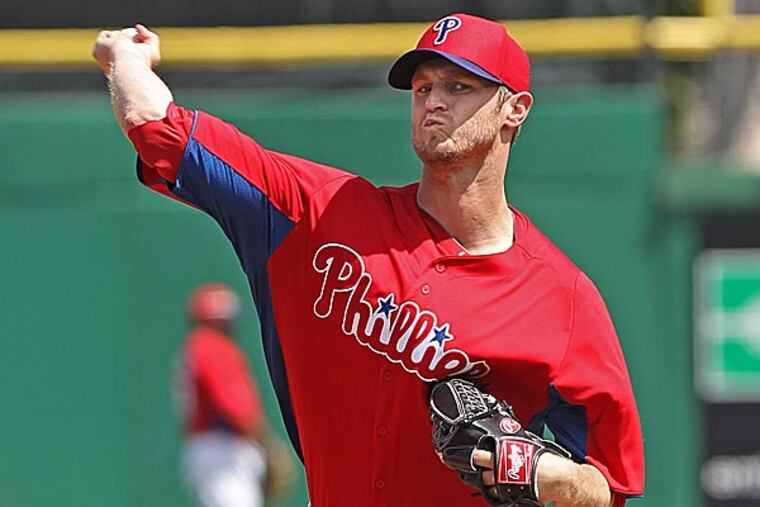 Kyle Kendrick was pitching in a minor league game in the last week of March. This year, that is a good thing. (Michael Bryant/Staff Photographer)