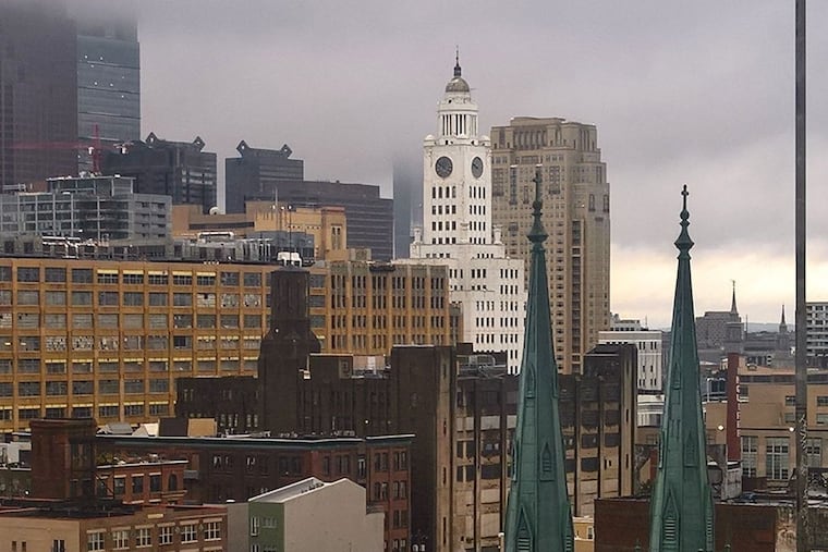 View southwest from the future roof deck of The Institute.