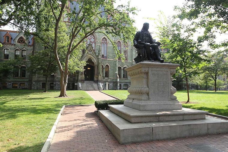 Benjamin Franklin at the University of Pennsylvania's Locust Walk. Penn is among the elite schools that favor the children of alumni during the admissions process