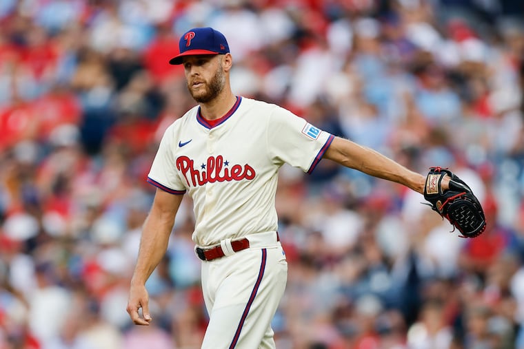 Phillies pitcher Zack Wheeler against the Detroit Tigers on Saturday, August 2, 2025 in Philadelphia.