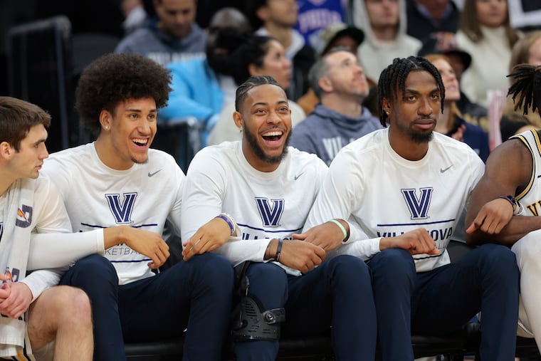 Villanova forward Jordann Dumont (second from left) underwent an arthroscopic procedure on both of his hips last week.