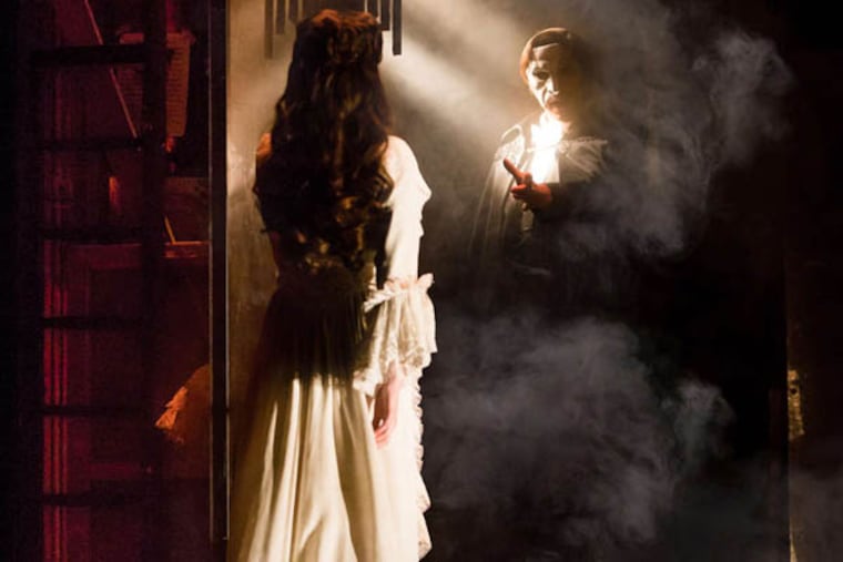 The Phantom of the Opera, "Angel of Music"
(From L) Julia Udine as Christine Daaé and Cooper Grodin as The Phantom.
Photo: Matthew Murphy