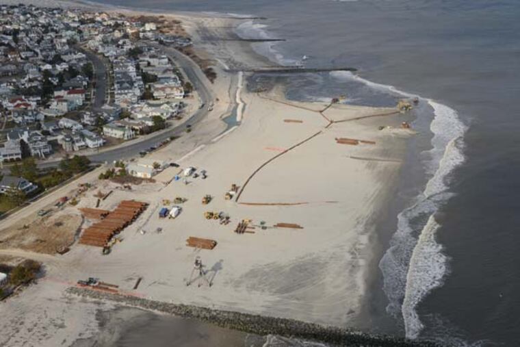Beach Nourishment along the northern part of the Ocean City, New Jersey Beach continues today, February 20, 2013. Dredging operations by Great Lakes Dredge and Dock Corporation pump sand from dredge to the beaches of Ocean City, NJ. Photo By Gregg Kohl. Beaches being replenished are at Beach Road and East Atlantic Blvd, Ocean City, NJ