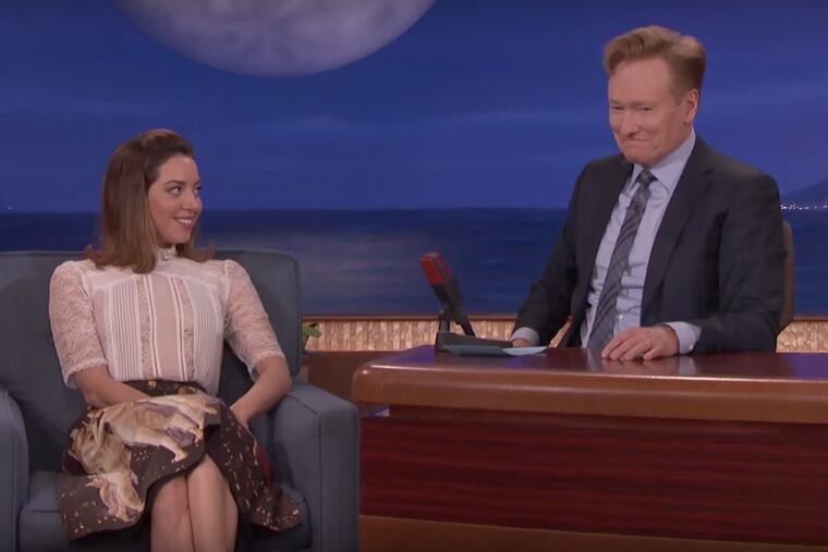 Aubrey Plaza appears on ‘Conan’ on Monday, June 19, 2017.