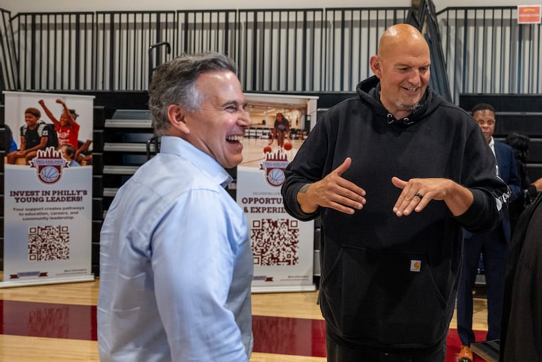 Pennsylvania’s U.S. Senators John Fetterman (right) and Dave McCormick appear together Monday, June 29, 2026 to promote the savings accounts for kids that were a signature piece of President Trump’s Big Beautiful Bill. Invest America Founder Brad Gerstner was there, along with more than 100 children attending a summer day camp at the Alan Horwitz "Sixth Man" Center.