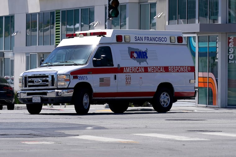 An American Medical Response vehicle in San Francisco.