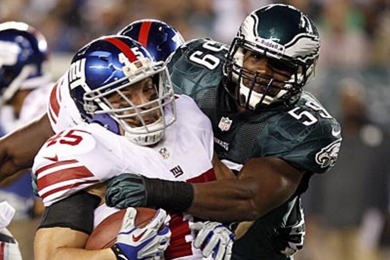 "He's our quarterback on defense," Mychal Kendricks said of Demeco Ryans. "He brings the guys together." (Yong Kim/Staff Photographer)