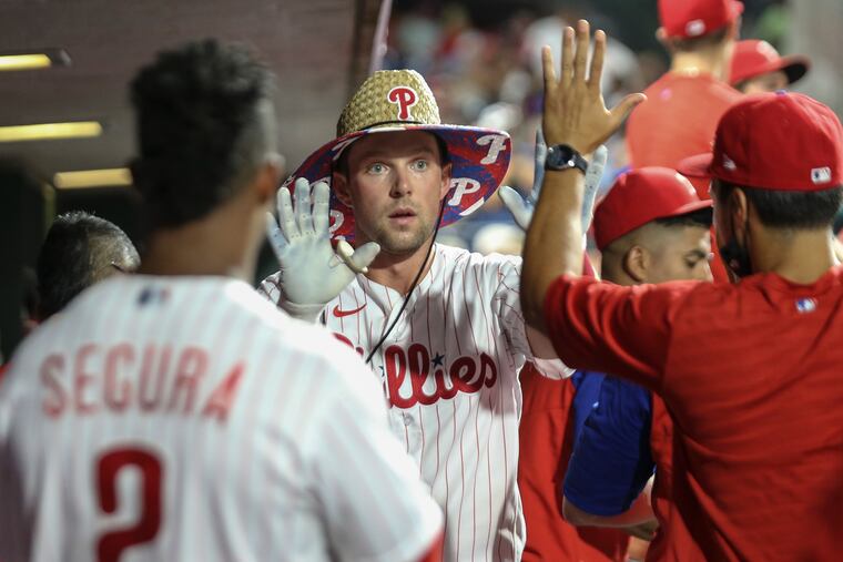 Rhys Hoskins has worn the homer hat often this season, but his impact on the Phillies goes beyond his contributions on the field.