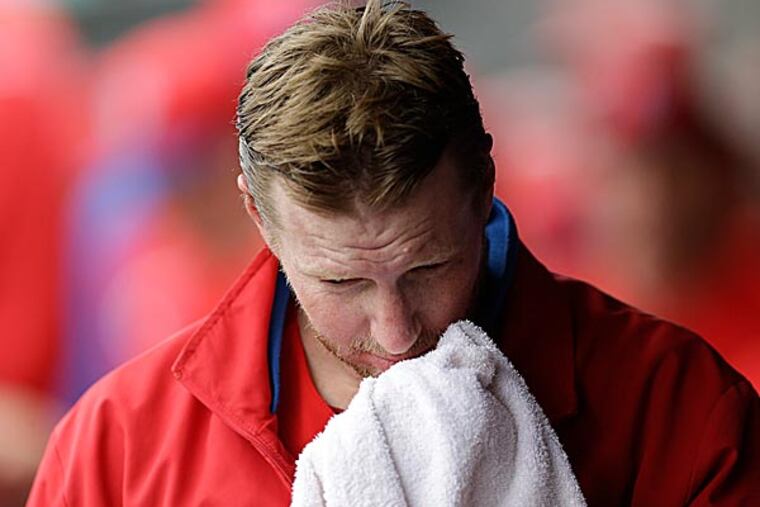 "I think I've always been a lot harder on myself than any of you guys have ever been," Roy Halladay told reporters. (Kathy Willens/AP)