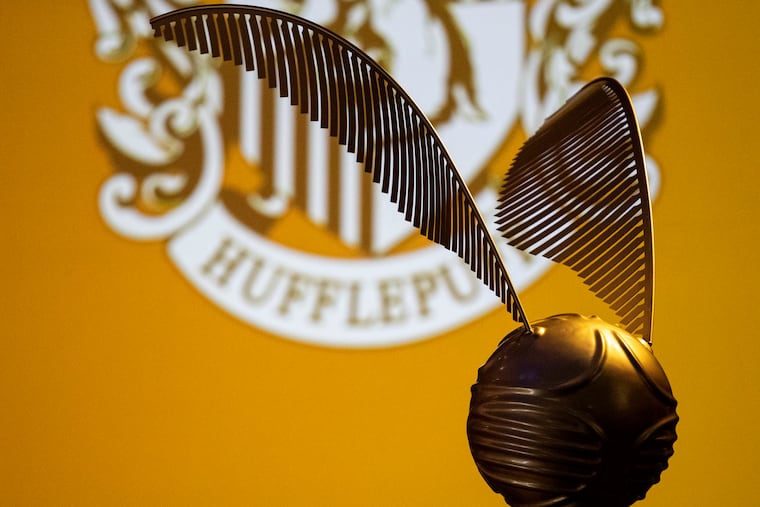 A Golden Snitch on display during an announcement about the opening of "Harry Potter: The Exhibition" at the Franklin Institute in Philadelphia.