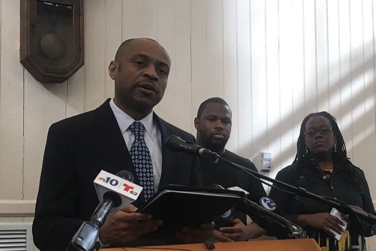Reggie Shuford of the American Civil Liberties Union of Pennsylvania announcing the lawsuit to compel bail reform in Philadelphia. He's with Josh Glenn, of the Youth Art & Self-Empowerment Project, and Candice McKinley, of the Philadelphia Community Bail Fund. On Monday, the court denied the ACLU’s petition to certify a class action lawsuit, but said it would exercise its “king’s bench” jurisdiction to conduct an inquiry into the cash bail system in Philadelphia.