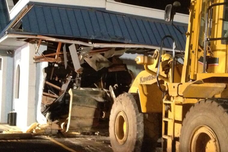 A stolen bulldozer was rammed into The Piston Diner in Westville, N.J. (Frank Kummer / Staff)