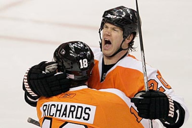 Chris Pronger has 17 points and a plus-nine rating for the playoffs thus far. (David Maialetti / Staff Photographer)