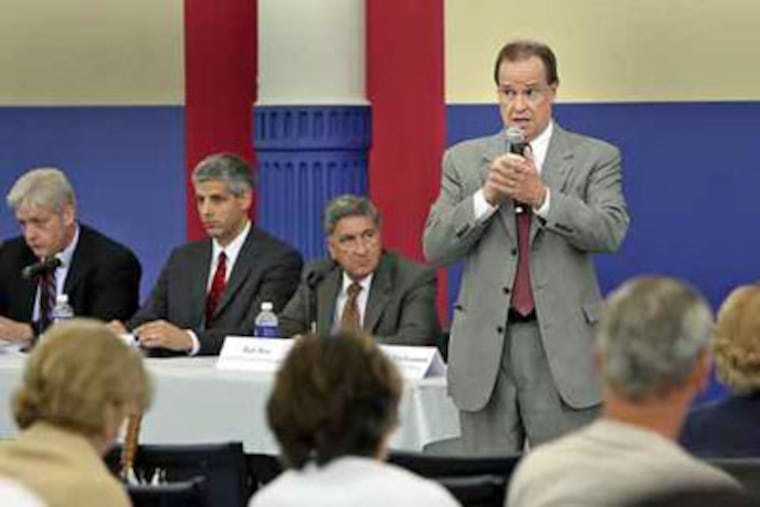 John J. Matheussen, CEO of the Delaware River Port Authority, addresses the public during a public hearing last year. (Steven M. Falk / Staff Photographer)
