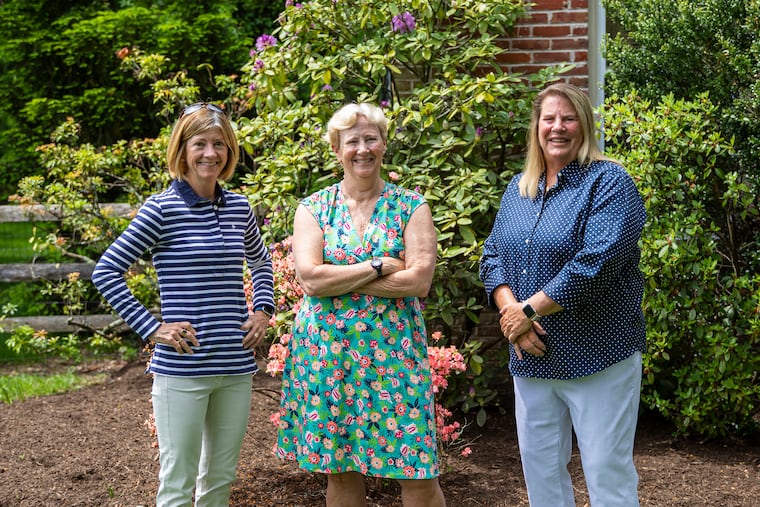 Gina Buggy of Episcopal Academy (left), Ginny Hofmann of Germantown Academy (center) and Barb Clarke of Merion Mercy Academy have combined for more than 100 years of service in athletic administration. They all plan to retire at the end of this school year.