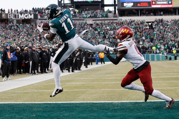 Eagles wide receiver A.J. Brown has caught a four touchdowns in his last four games. Will that continue Saturday at Washington?
