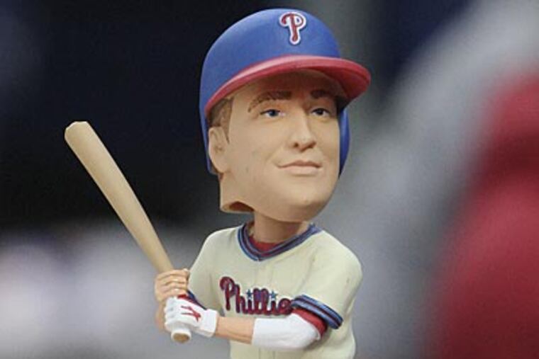 The Phillies gave away a bobblehead of former Phillie Hunter Pence on Tuesday night. (Steven M. Falk/Staff Photographer)