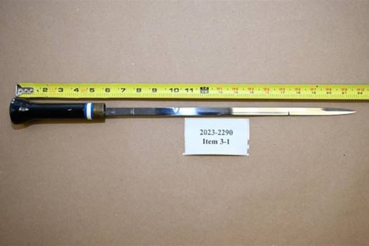 Montgomery County prosecutors say Renee DiPietro used this sword, hidden inside a cane, to stab Michael Sides to death in June.