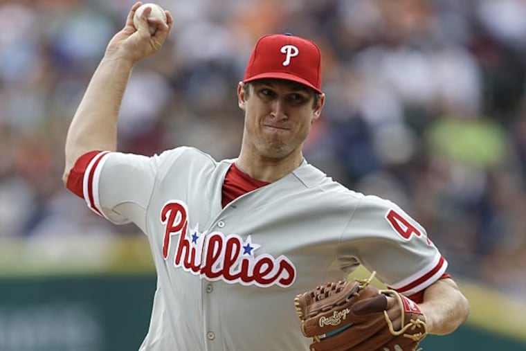 Jonathan Pettibone allowed three runs on seven hits in five innings against the Tigers on Sunday in Detroit. (Carlos Osorio/AP)