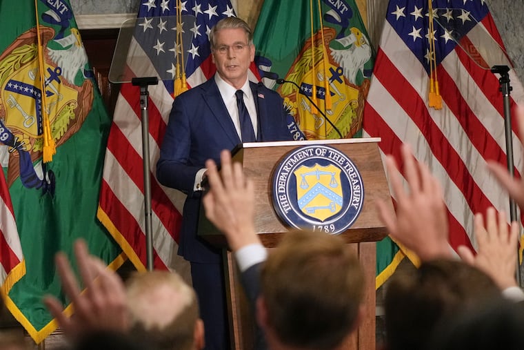 Treasury Secretary Scott Bessent speaks at a news conference, Monday, Aug. 24, 2026, at the Treasury Department in Washington.