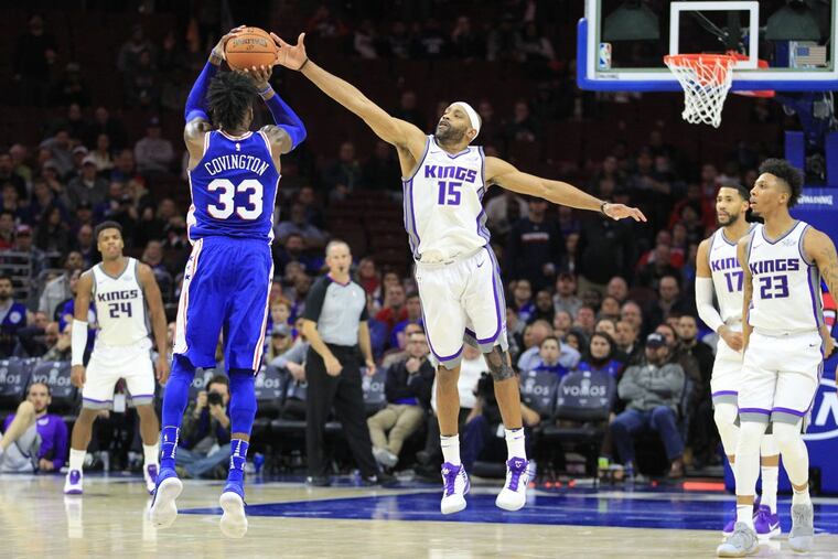 After starting out the season on a tear, Philadelphia 76ers forward Robert Covington’s streaky shooting continues. He is 7-of-32 from three-point range in the last three games.