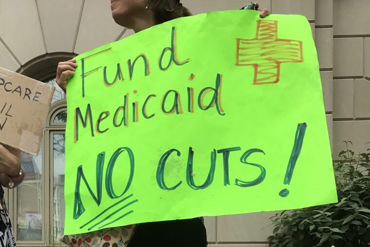 Proposed GOP cuts to Medicaid have divided senators in Washington. Sen. Pat Toomey (R., Pa.), who helped draft the proposal, was the target of protests outside his Philadelphia offices on Friday, June 23.