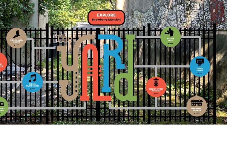 This is a design for the entry gate to The Yard, which will act as a gateway to Strawberry Mansion. The space is intended to be a community hub and welcoming space for everyone who visits neighborhood.