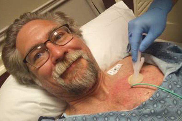 Jeffrey Poehlmann in the hospital during his lung biopsy.