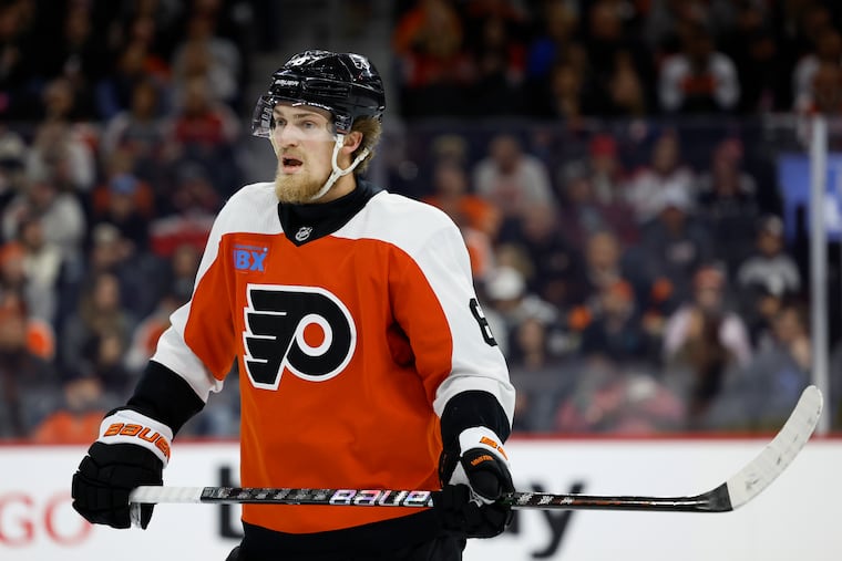 Flyers defenseman Travis Sanheim is playing big minutes, jumping into the offense, and thriving on the Flyers' top pair.