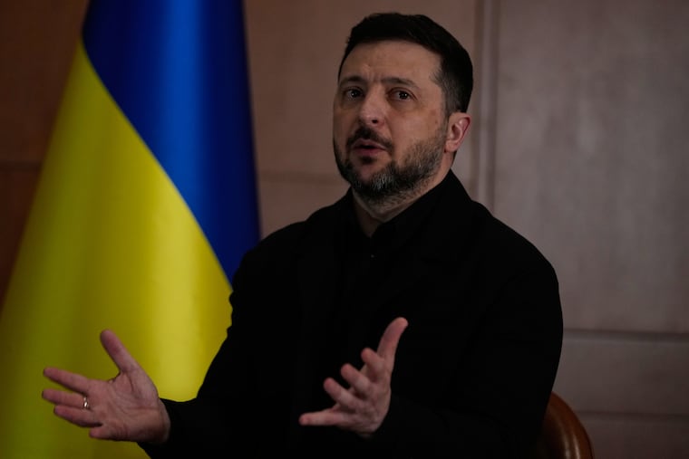 Ukraine's President Volodymyr Zelenskyy speaks during an interview with The Associated Press, in Istanbul, Turkey, Saturday, April 4, 2026.