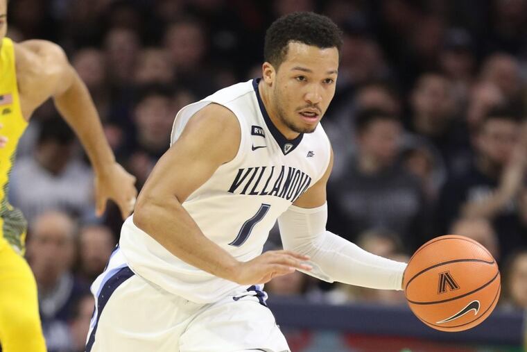 Jalen Brunson of Villanova is shown against Marquette at the Wells Fargo Center.