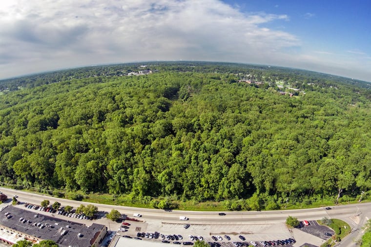 An aerial view of the 213 acres currently owned by the Archdiocese of Philadelphia. Peter Miller, president of Carlino Commercial Development, working under the development name Sproul Road Developers LLC, plans to redevelop 47.1 acres as commercial space, 5.1 acres as recreation fields, leaving more than 160 acres as open, forested land.