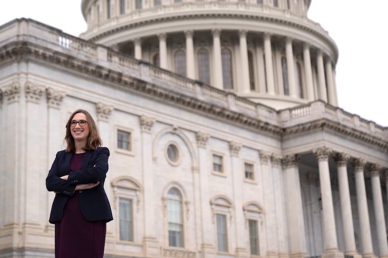 Rep.-elect Sarah McBride (D., Del.) on the Capitol steps.