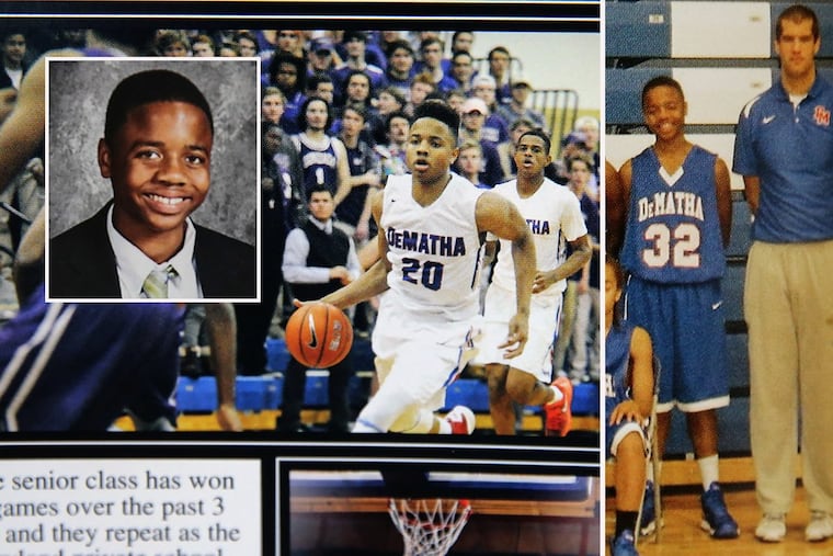 Yearbook photos of Markelle Fultz from his years at DeMatha High School in Maryland. The inset portrait is from his freshman year.