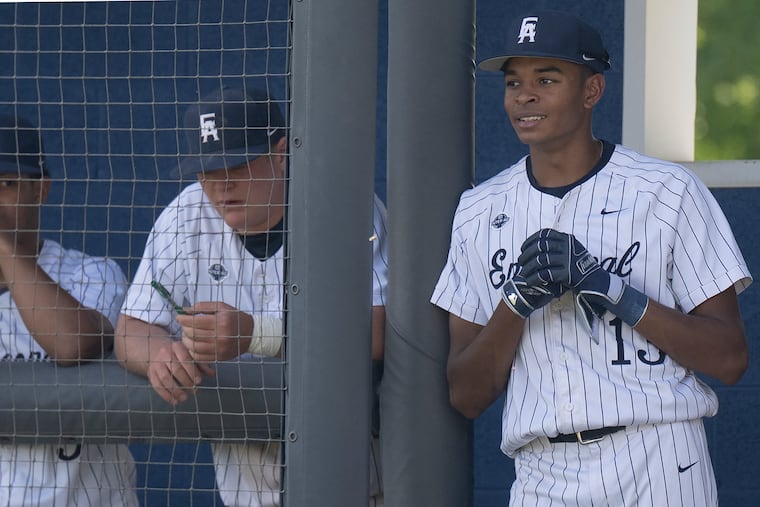 Reggie King looks on during a home game for Episcopal Academy earlier this month. King is a standout pitcher and outfielder for the team.